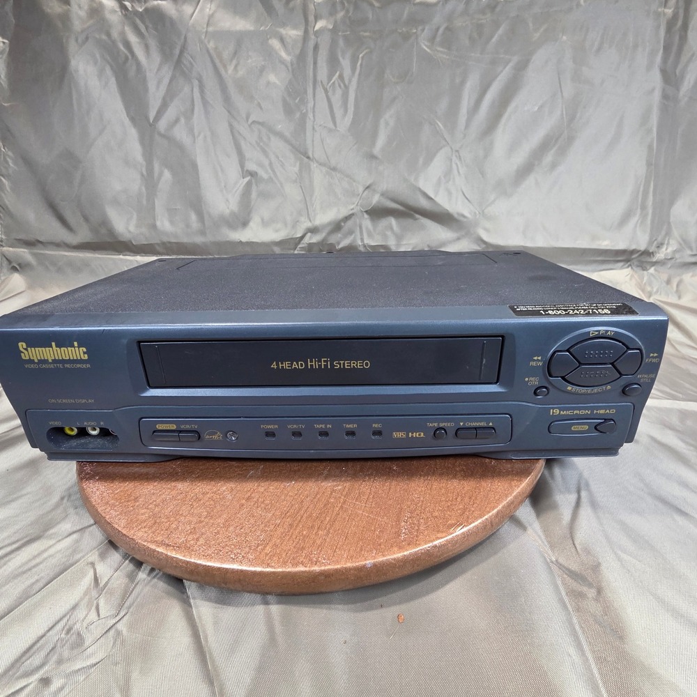 Symphonic VR-701 4 Head Hi-Fi Stereo VHS VCR Player Black For Parts or Repair